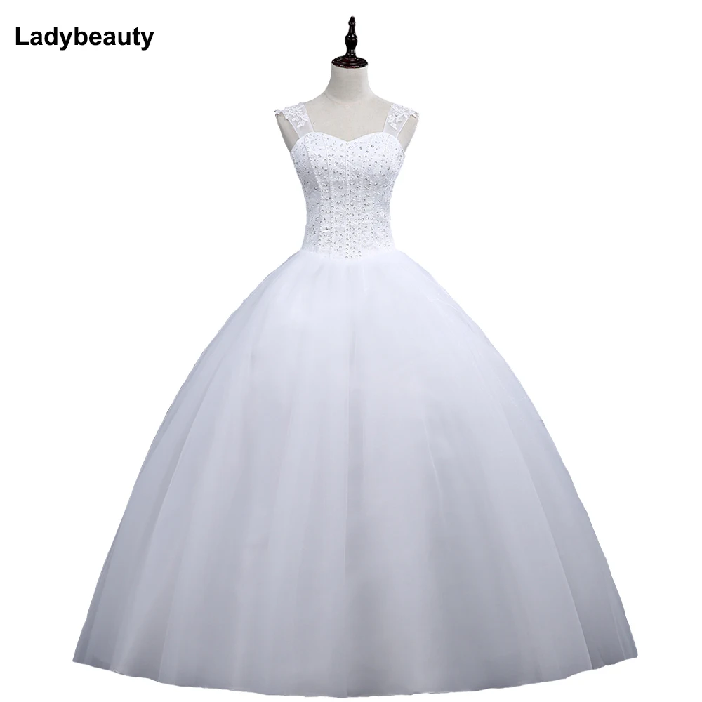 Vestido de noiva ladybeauty, vestido vintage rendado de princesa, casamento 2018, vestido de baile branco