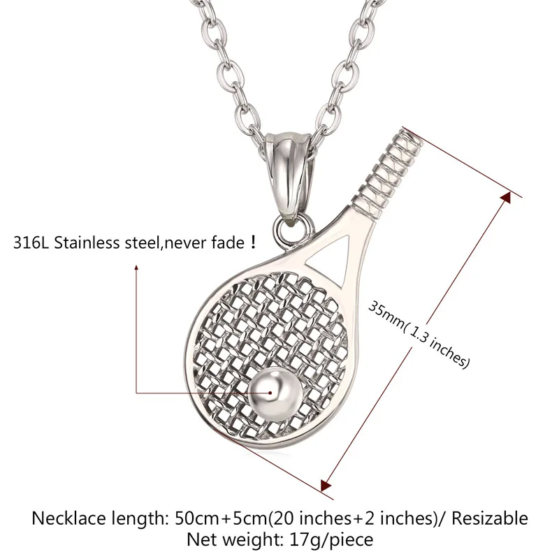 U7 Men Stainless Steel Tennis Racket Ball Pendant Necklace Gold Color Jewel Gift for  Sports Lover Unisex