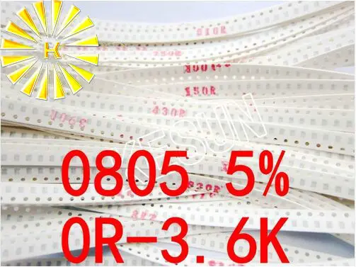 

50valuesX50pcs=2500pcs 0805 SMD Resistor Kit Assorted Kit 0R-3.6K ohm 5% Sample Kit Sample bag