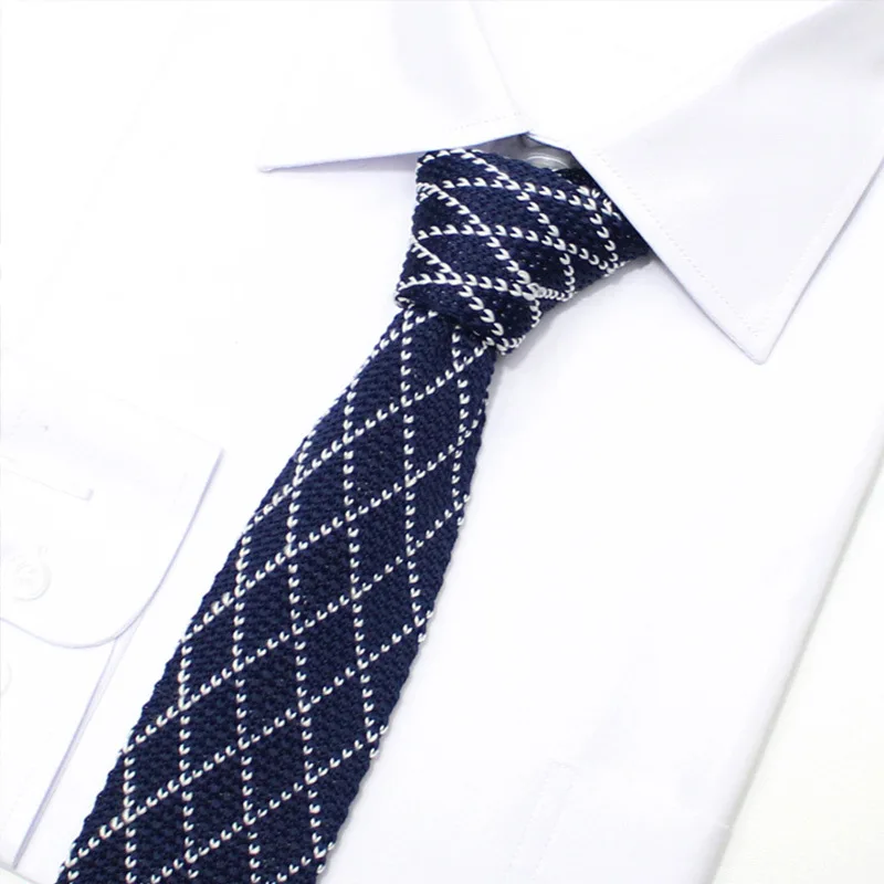 Men Knitted Knit Leisure Striped Ties Fashion Skinny Narrow Slim dot Neck Ties For Men Skinny Woven Designer Cravat for man