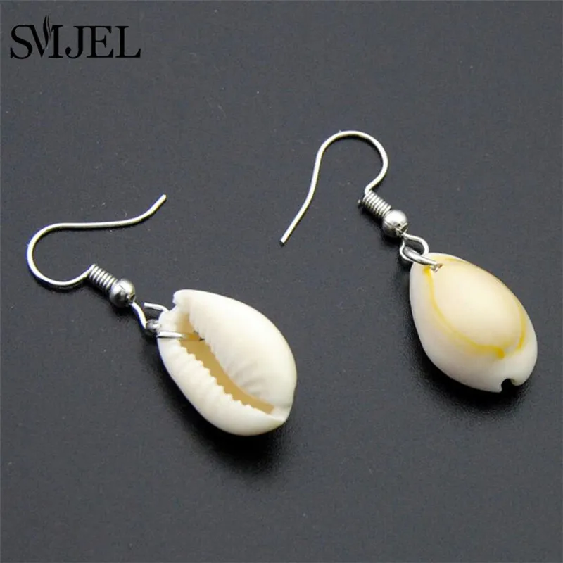 SMJEL أقراط من الصدف الطبيعي قذيفة معدنية Cowrie بيان أقراط 2024 مجوهرات الشاطئ الصيف بيجو #2