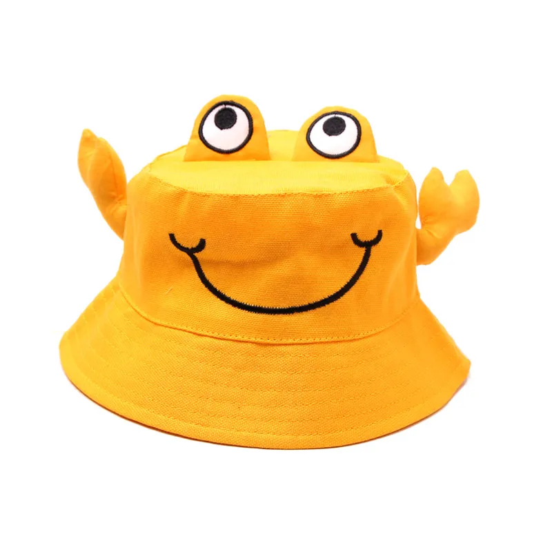 Summer Cartoon Crab Boss Children\'s Bucket Hats Boy\'s Fisherman\'s Cap Girl\'s Breathable With Claws Beach Outdoors Cotton T018