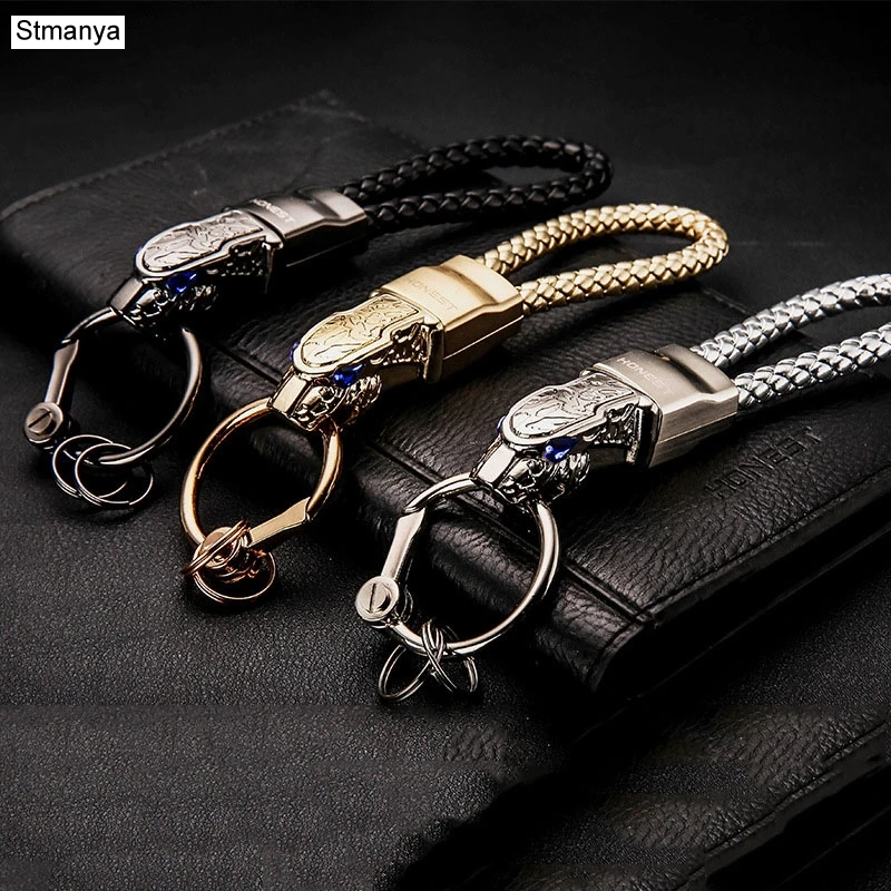 Honest New High quality Metal Key Chain Women Men Knitting leather rope business Car Key Ring Best Gift jewelry K1572