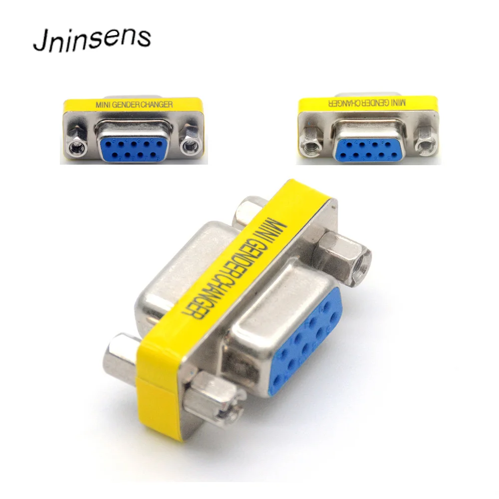 

2 Pcs DB9 Female to Female 9Pin RS232 Serial Port Connector Adapter Plug Connecter RS232 COM Socket Adapter Mini Gender Changer