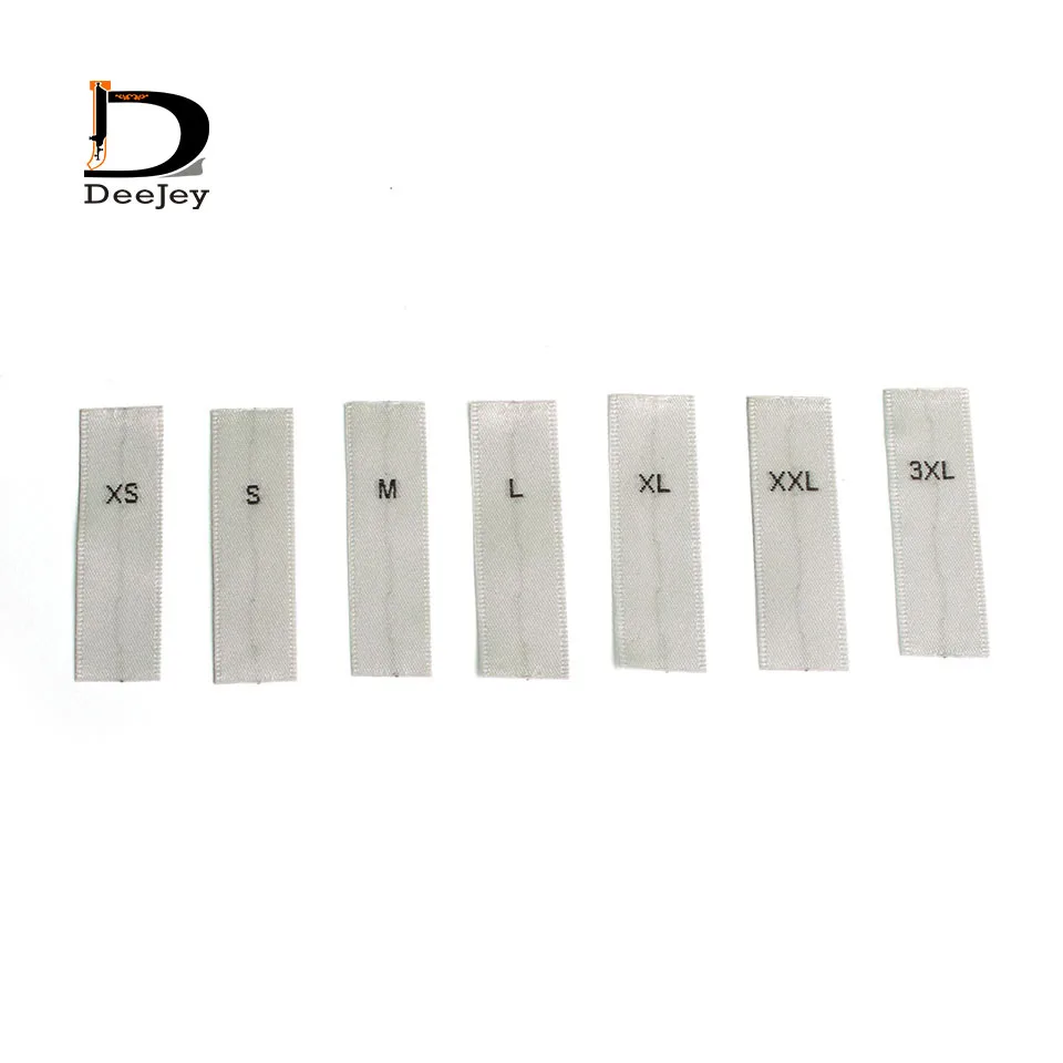 size tag labels 1.2x4cm cut satin woven smooth tag size labels white base garment accessoires XS S M L XL XXL 3XL 100pcs lot