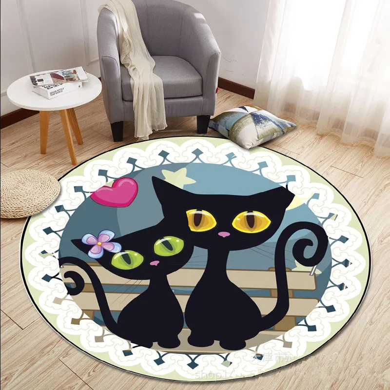 

Fashion Cute Kitty Designer Round Rugs Balcony Doorway Welcome Doormat Home Decor Carpets For living room Bedroom Anti-slip Mat