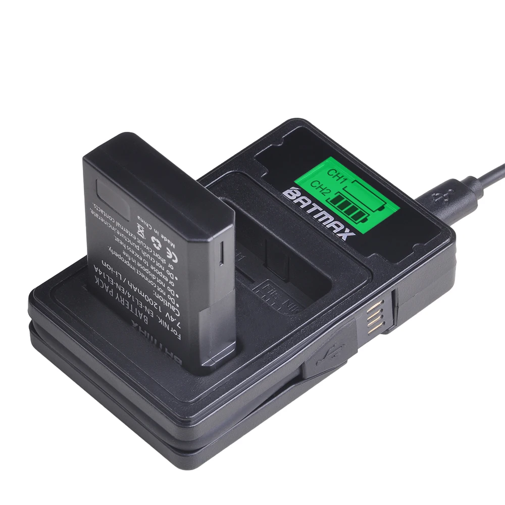 2Pcs EN-EL14 En EL14 En EL14A Batterij + Lcd Dual Uusb Lader Voor Nikon D5200 D3100 D3200 D5100 P7000 p7100 Camera MH-24