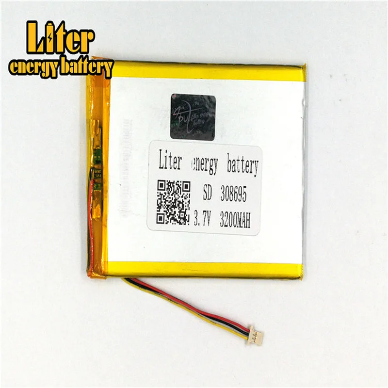 1.0MM 3pin connector 308695 3.7V 3200mah Tablet PC Battery  lipo batteries rechargeable lithium ion polymer