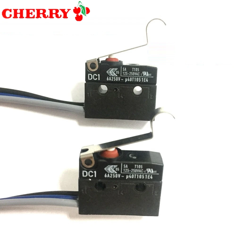 CHERRY/ZF 100%-NEW 5PCS DC1 Micro switch with 0.5M wire short/long/pulley/bent handle 10A250V WIRE Waterproof switch