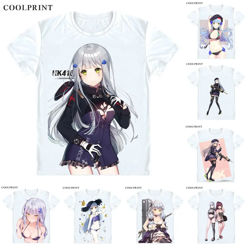 HK416 Digital Sky T Shirt Girls Frontline Girls' Doujinshi Anime Custom Casual Cosplay T-Shirt Print Short Sleeve TShirt