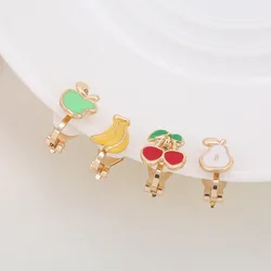 2019 New Fruit Shape 4pcs Kids Clip Earrings Cartoon Children Jewelry Baby Girl Earrings Kids Ear Clip on Pierced Alloy Earrings