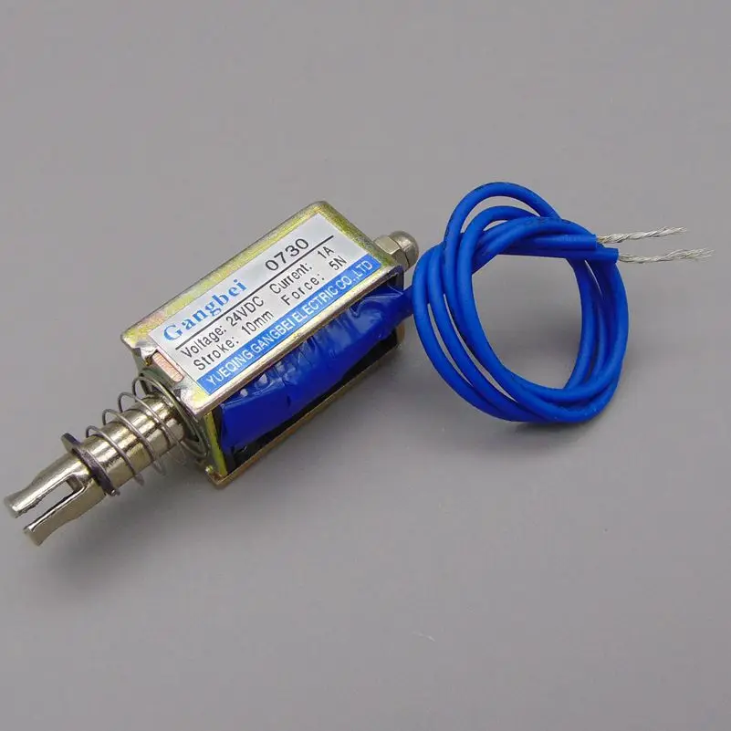 Gangbei-0730b velkoobchod stejnosměrný 6V 12V 24V 1A donutit 5N JF-0730B cestovní 10mm dřít typ lineární solenoidový elektromagnet