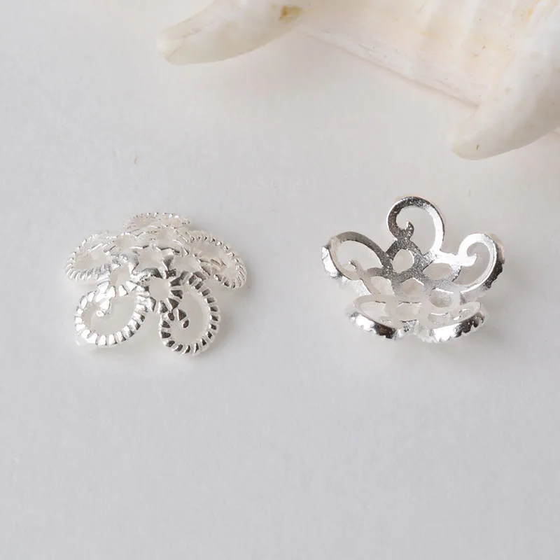 solid 925 sterling silver flower bead cap, spacer bead caps, jewelry diy silver findings/components