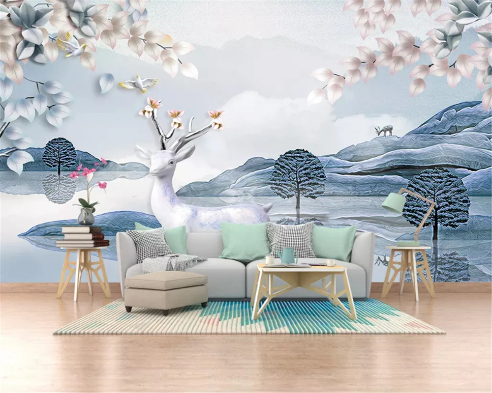 

beibehang Customized eco-classic classic fashion stereo papel de parede wallpaper Nordic marble elk TV sofa bedroom background