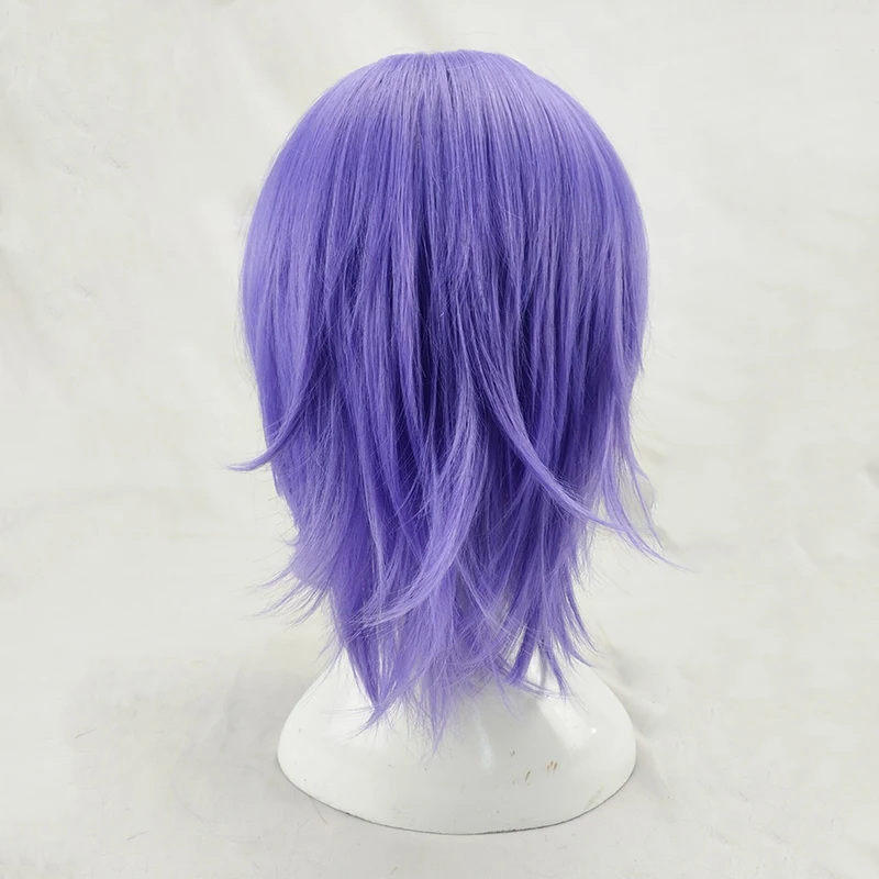 HAIRJOY Man Women Purple Cosplay Wig Short Curly Layered Synthetic Hair Party Wigs with Bangs 7 Colors Available Free Shipping