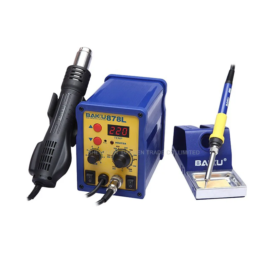 1pc BAKU 878L Hot Air Rework Station with Soldering Iron  with Heat Gun and english Manual LED Digital Display