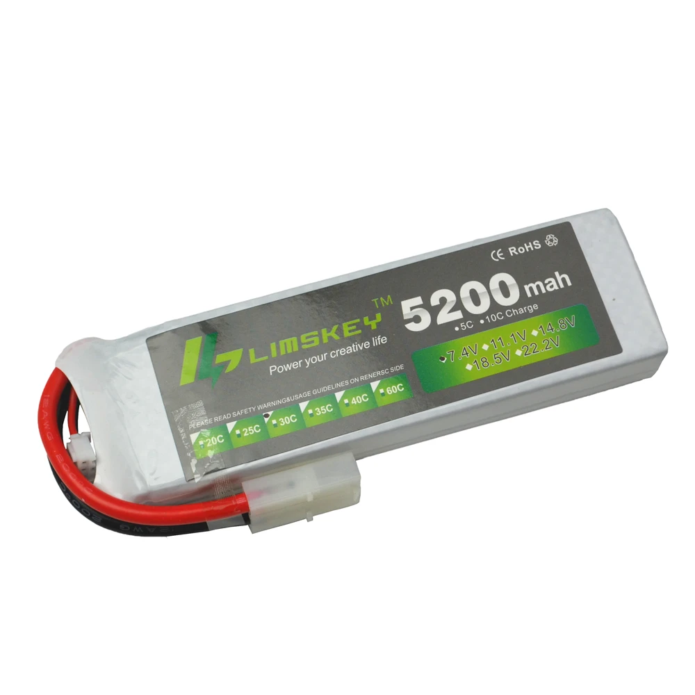 Limskey Racing 2S lipo battery 7.4v 5200mAh 30C For rc helicopter rc car rc boat quadcopter Li-Polymer battey