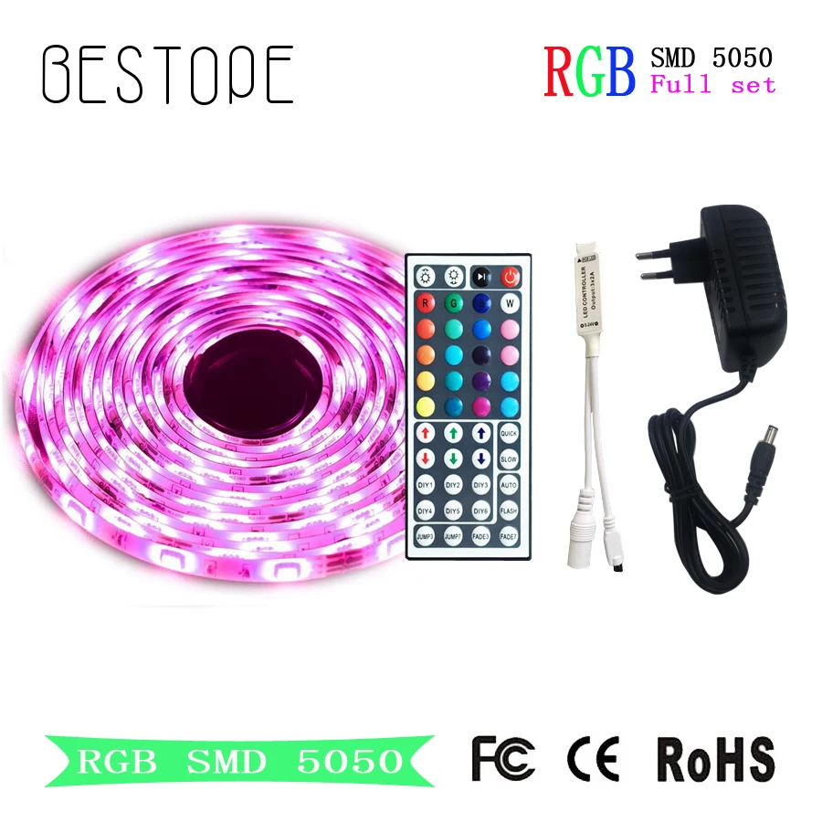 15M RGB LED Strip Flexible light Tape 5M 10M SMD 5050 DC 12V Waterproof LED Strip Ribbon and controller for Home Decoration