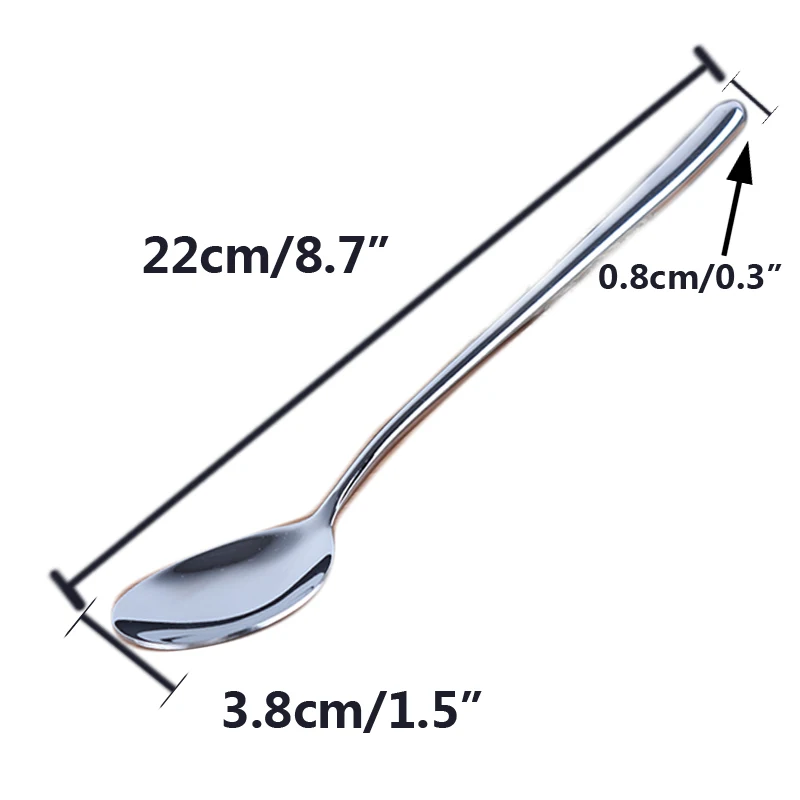 22cm 8.7\'\' Round Spoon Stainless steel Korean spoons Long Hollow Handle Soup Scoop Kitchen Cutlery Dinnerware set  2pc/6ps/10pcs