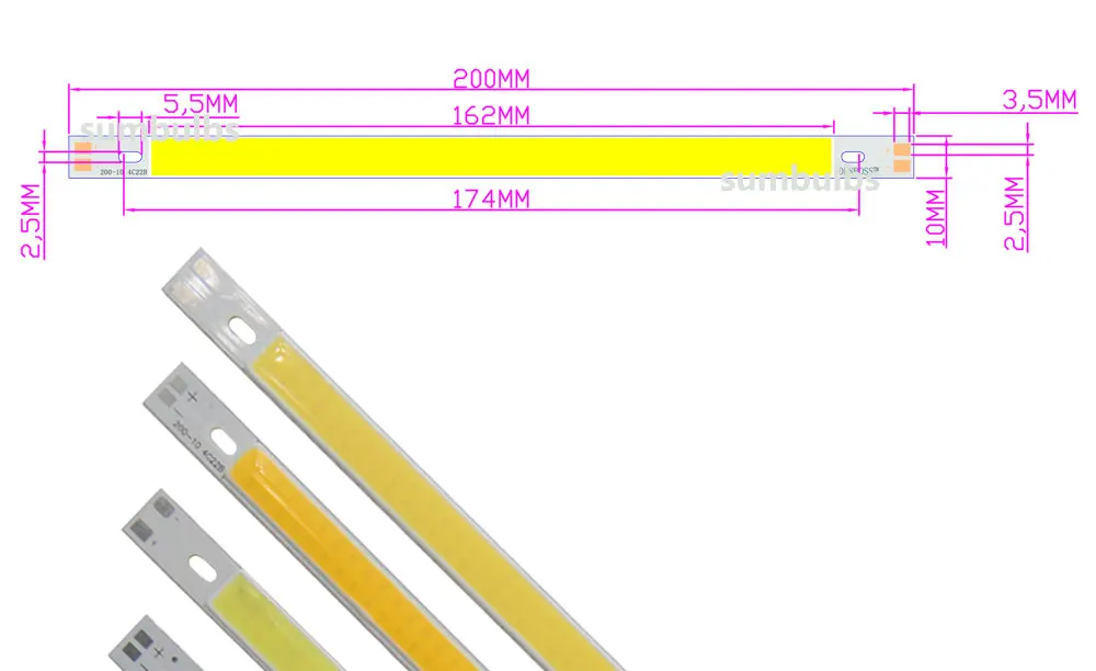 LED COB Bar Runde Lichtquelle 12V DC Birne Chip Mix Größe 2-200W LED Streifen Rot blau Warm Natur Kalt Weiß DIY Licht Lampe – Detail 22