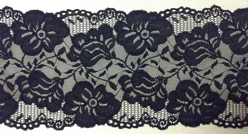 15.5cm exquisite elastic black jacquard lace, soft and elegant black lace trimming,XERY-HES03