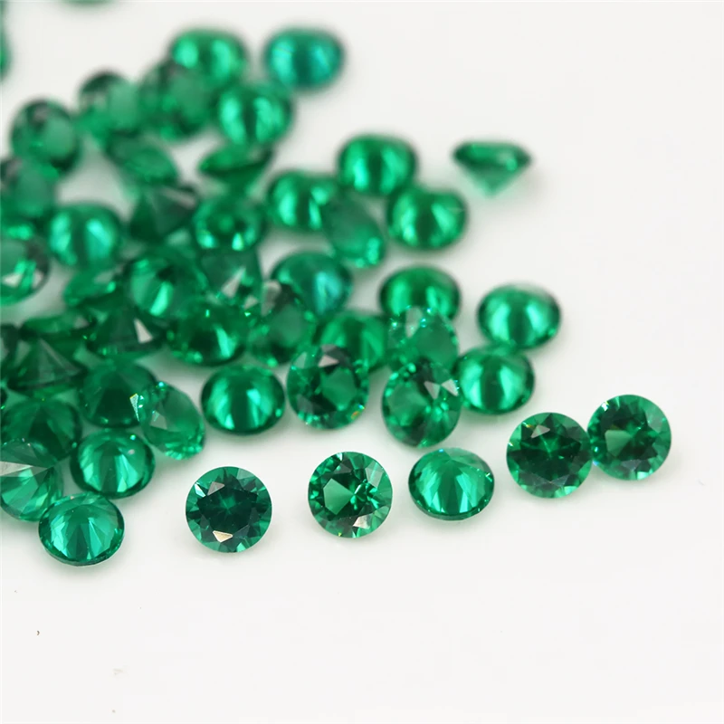 1~3mm Round Cut Green Color Nano Synthetic Gems Stone For Jewelry