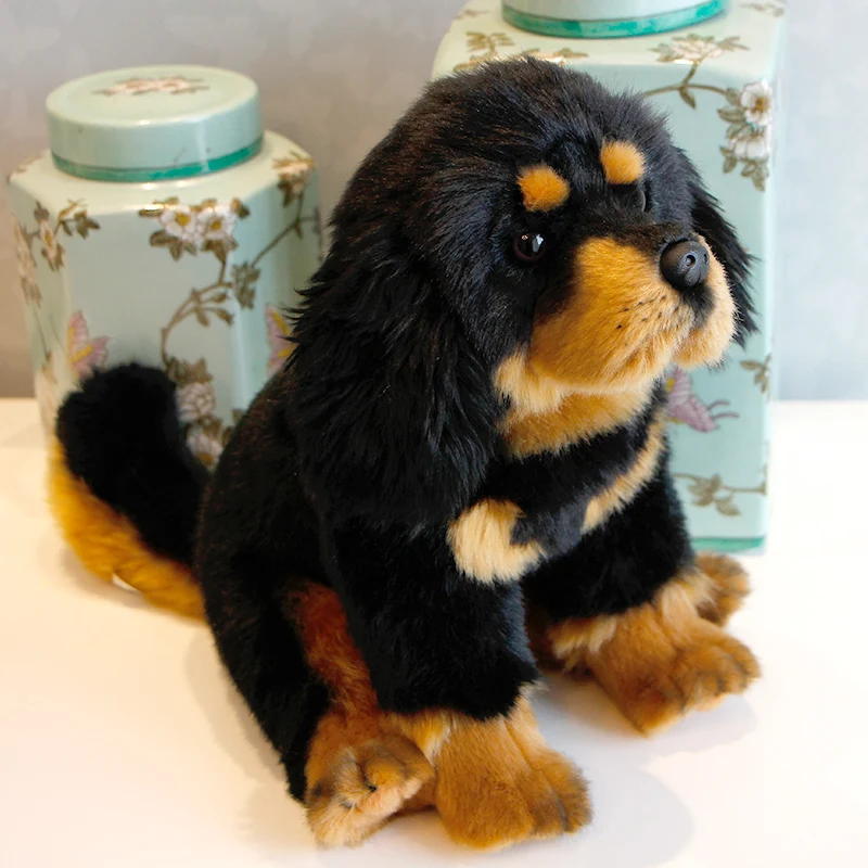 Dorimytrader Realistic Animal Tibetan Mastiff Plush Toy Mini Soft Pet Animals Dog Doll Kids and Adults Gift Deco 28x20x26cm