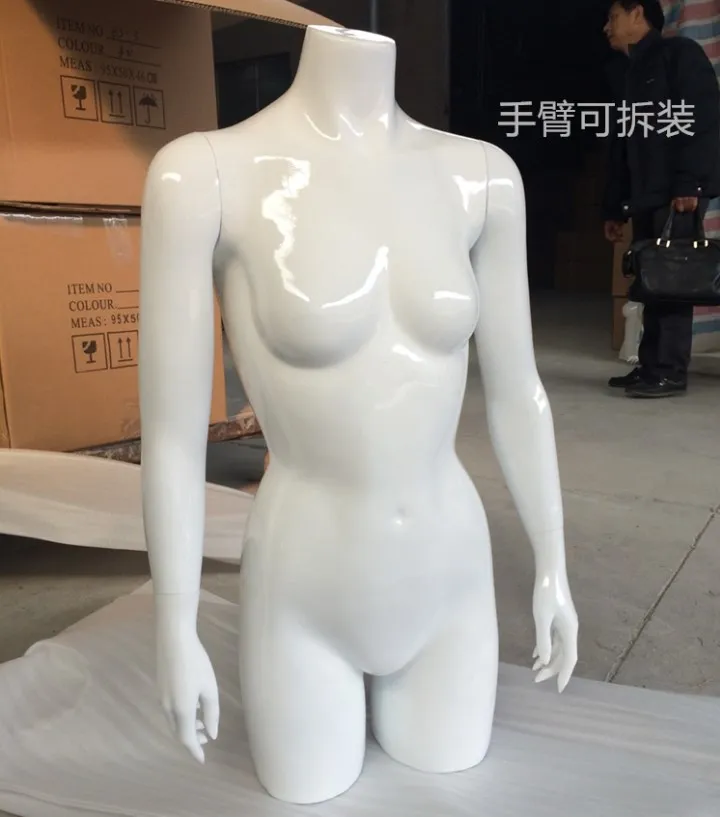 

New High Quality Gloss White Female Mannequin Half Body Mannequin Upper Body Model Made In China