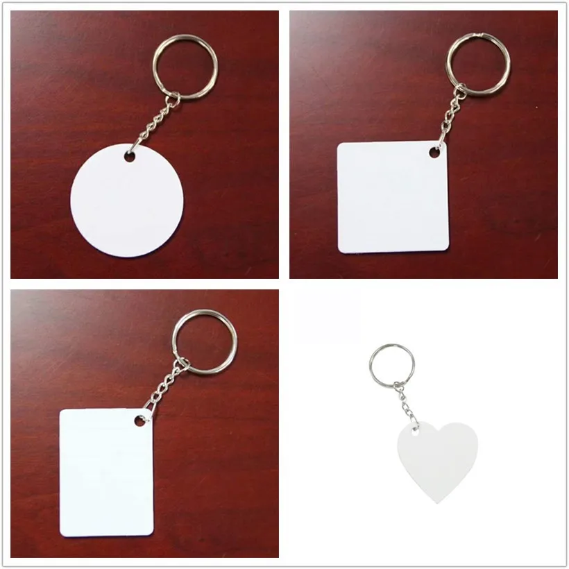 sublimation Plastic blank key chain Custom Design Round square Shaped key ring hot transfer printing consumable  18pieces/lot