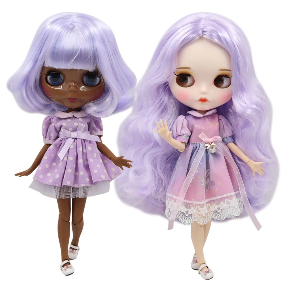 

ICY DBS Blyth Doll customized face with purple mixed hair jiont body for 1/6 bjd for girl gift toy