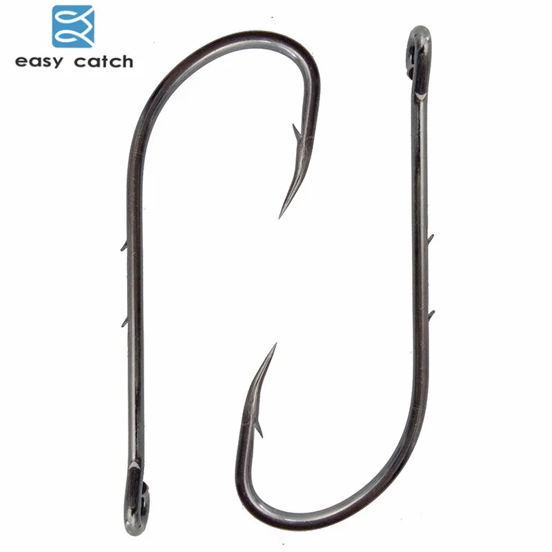 

Easy Catch 200pcs 92247 Fishing Hooks Black Offset Long Barbed Shank Baitholder Bait Hook Size 4# 2# 1# 1/0 2/0 3/0 4/0 5/0 6/0