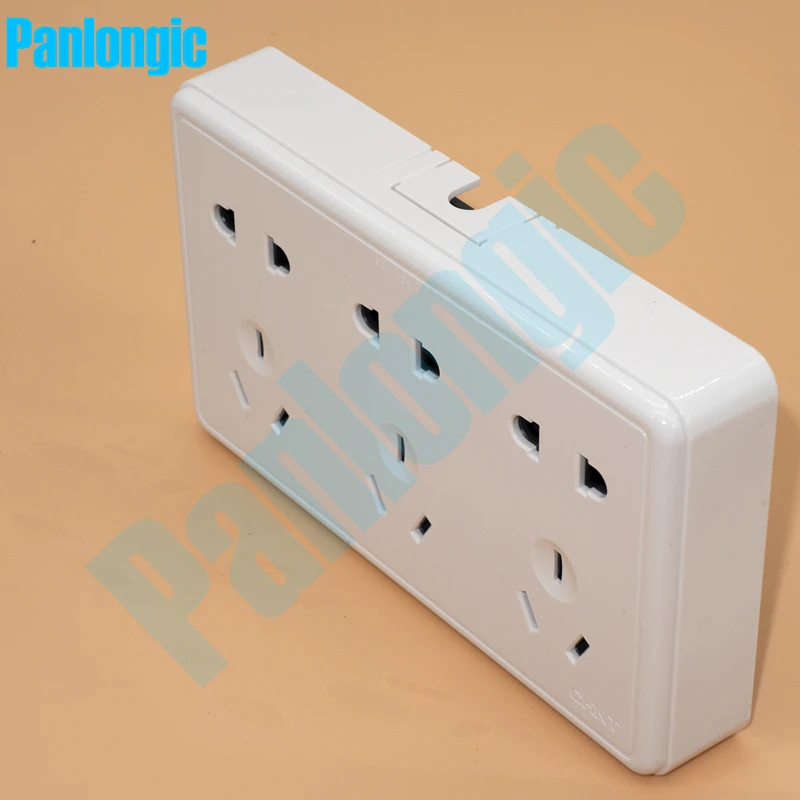 Surface Mounted Pure White 86 Type Wall Socket Panel 15-Pins Outlet Electric 10A Electrical Plugs Sockets 2 Holes And 3 Holes