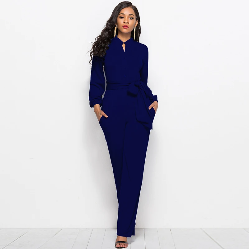 女性用ワイドレッグベルトジャンプスーツ,エレガントなオフィスウェア,ストレッチロンパース,長袖,バギー,ラグジュアリー,セレブ向けパーティー,ストレート