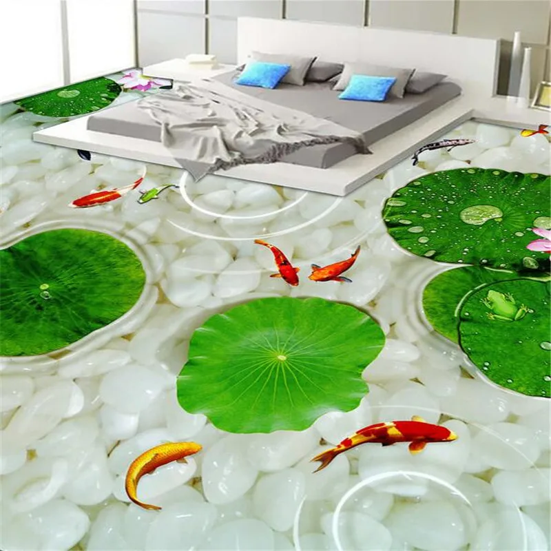 beibehang Modern Bathroom Kitchen Custom 3D floor mural wallpaper wear non-slip waterproof thickened self-adhesive 3d PVC floor