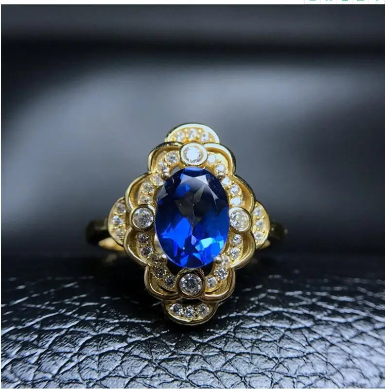 

Topaz Ring gem Finger ring Natural real blue topaz 925 sterling silver ring Wholesales For men or women