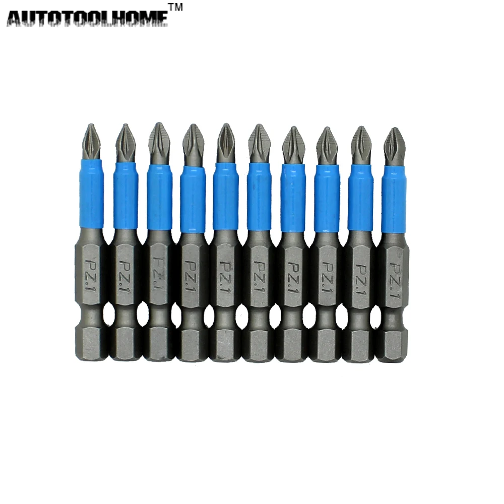 10pc 50mm PH1 PH2 PH3 PZ1 PZ2 PZ3 Magnetic Screwdriver Bit Set 1/4