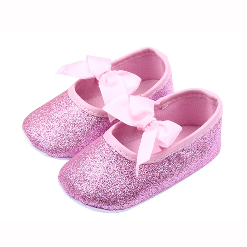 Fashion Bling Baby Shoes Princess Butterfly-knot Infant First Walkers Soft Sole Toddler Girl Shoes Gold Pink Silver