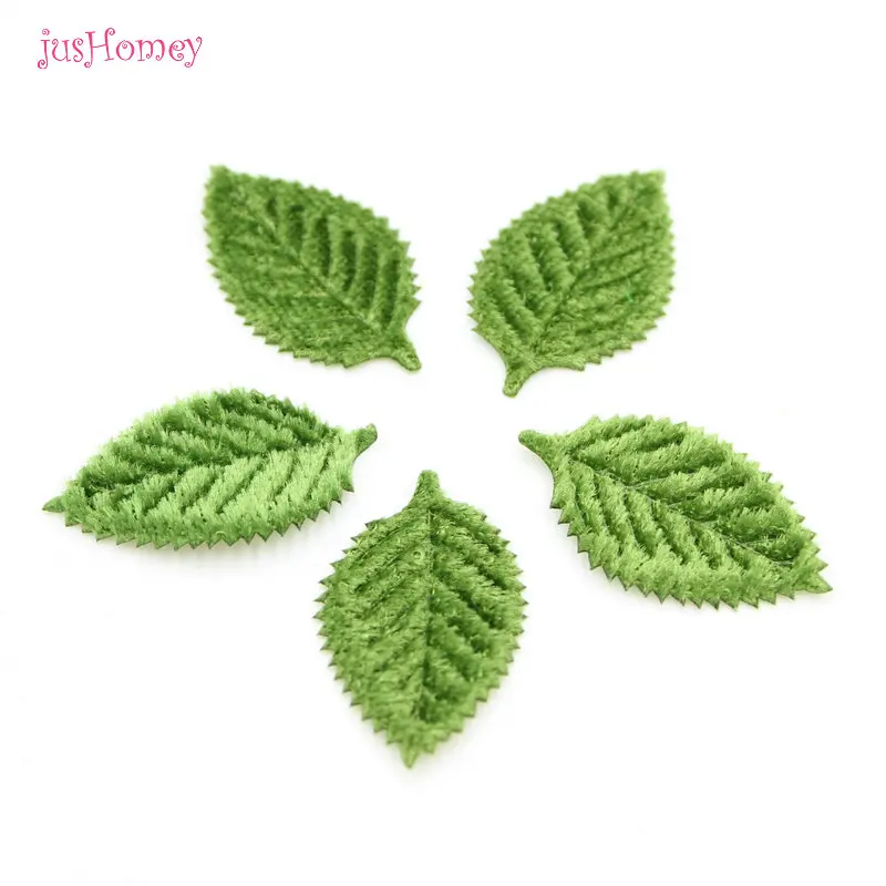 Set of 200pcs velvet Olive Green Leaf Shape Felt Appliques 35x20mm  for DIY Sewing Supplies Craft Accessories