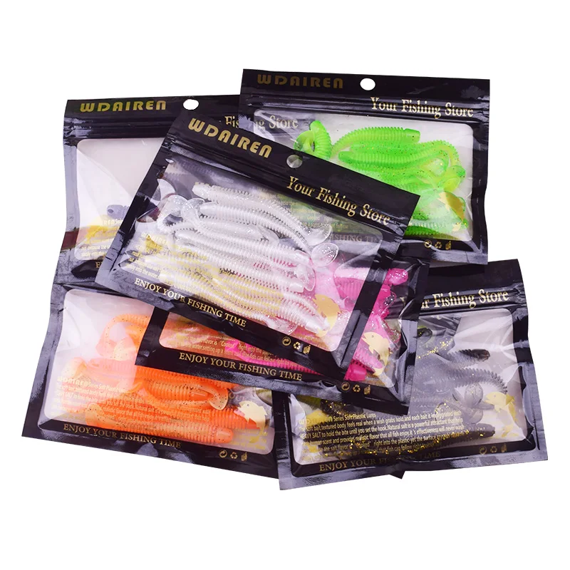 10pcs/Lot Jig Wobblers Lures Silicone Worm Soft Bait 5cm 7cm Isca Artificial Rubber Baits Pesca Bass Pike Fishing Tackle