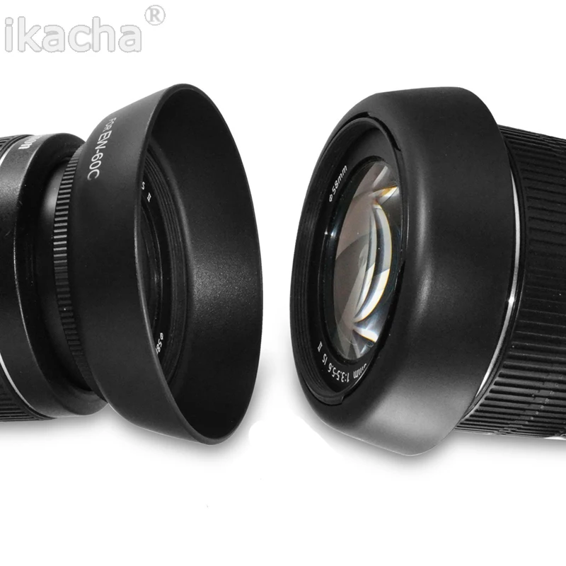 DSLR Camera Lens Hood Bayonet EW-60C EW60C for Canon EF-S 18-55mm f/3.5-5.6 IS II 58mm Lens