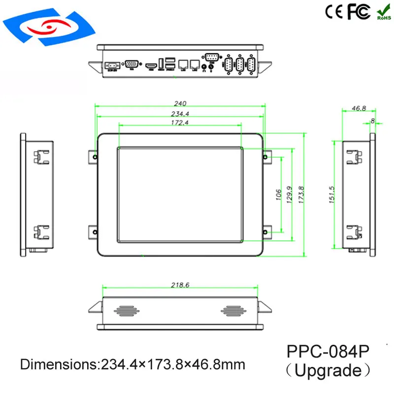 Imagem -06 - Polegadas Atualização Tudo em um Intel J1900 Quad Core Ram 8g Fanless Painel Industrial Aplicação de pc Educação Escolar 8.4