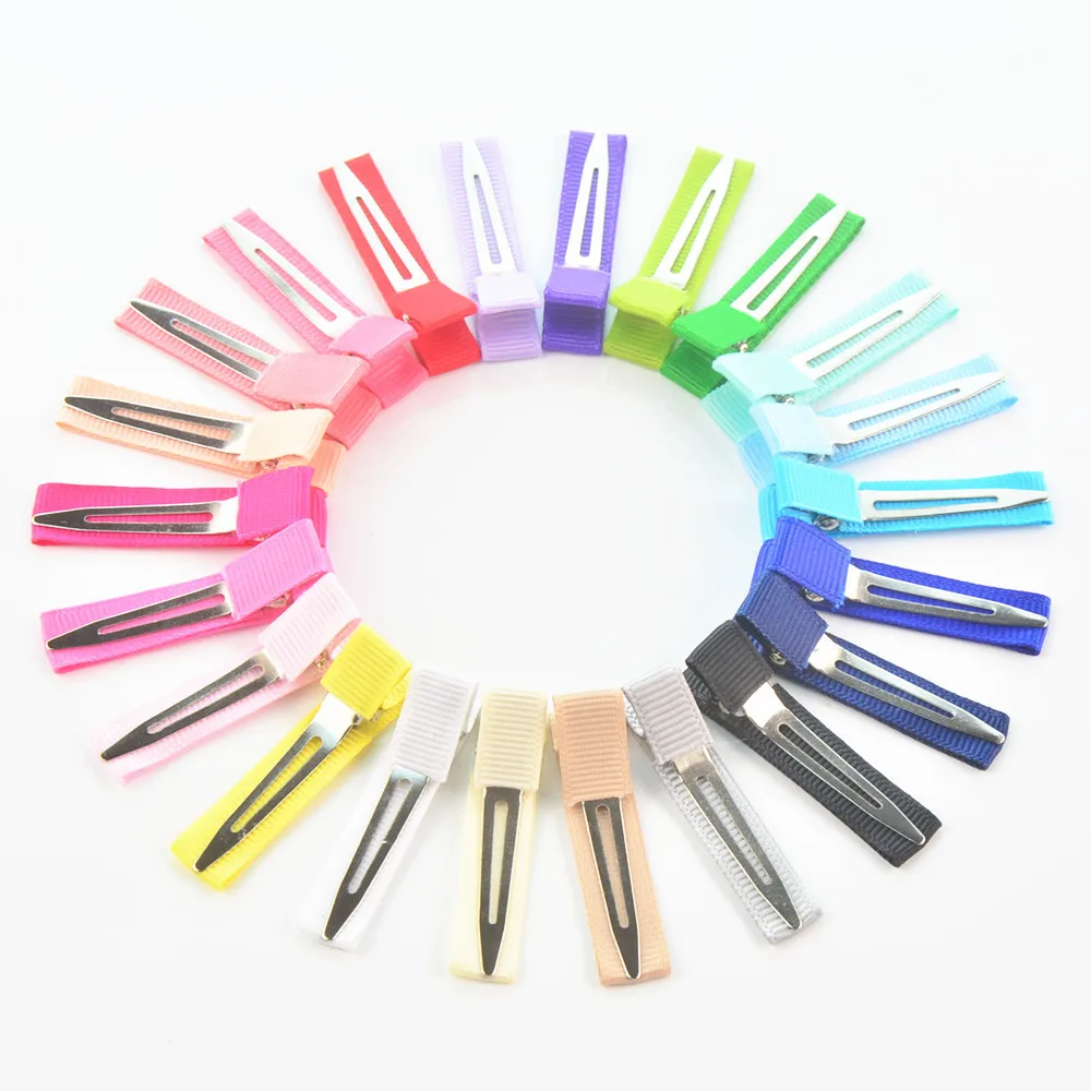 500 pcs/lot , Partially Ribbon Lined Alligator Clips - Single Prong Clips 45mm Pinch Hair Clip For DIY Hair Accessories