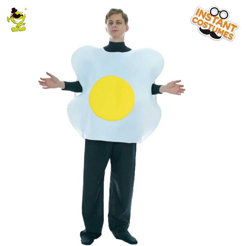 Unisex  Poached Eggs Suit Costume Party Fancy Dress Up Cosplay Poached Eggs Halloween Costumes for Adult