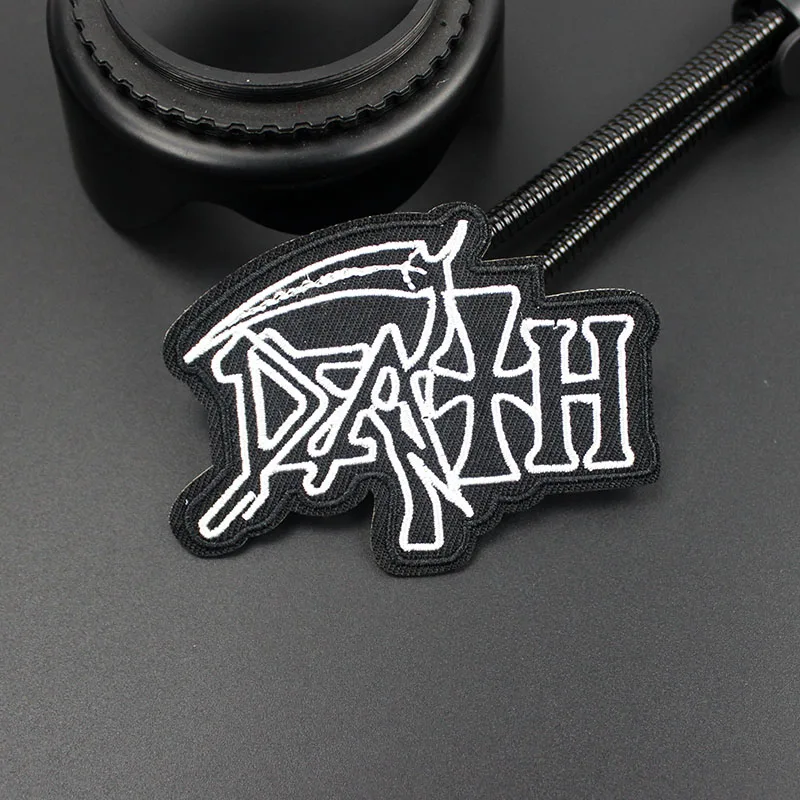 Cool White Letters Punk Rock Music Patches for Cloth Iron On Embroidered Badges Appliques for Jackets Jeans Stickers