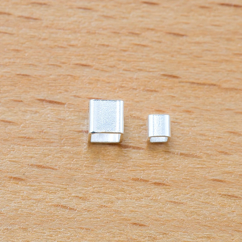 10 PCS 925 Sterling Silver Square Crimp & End Beads 2mm 3mm Silver Crimps Silver End Beads for Jewelry Making Jewelry Findings