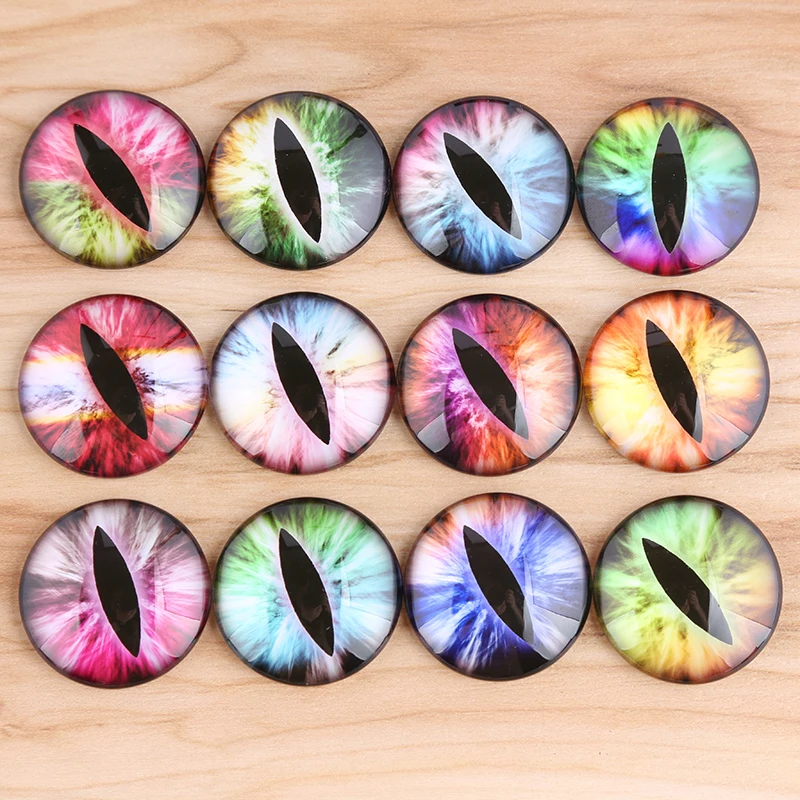 onwear mix dragon eyes pupil photo round glass cabochon 12mm 16mm 20mm 30mm 8mm diy flatback handmade jewelry accessories