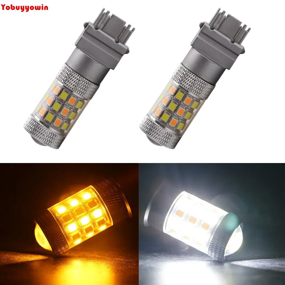 2 Pcs New Good (White Amber 3157 P27/5W 3357 3457 4157 4357) 42-SMD Switchback Dual Color LED Bulb Turn Signal tail DRL Light