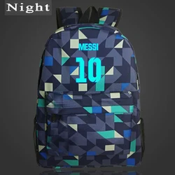 Mochila escolar para adolescentes y niños, morral luminoso de viaje de Messi, Barcelona, Galaxy, regalo para Fans