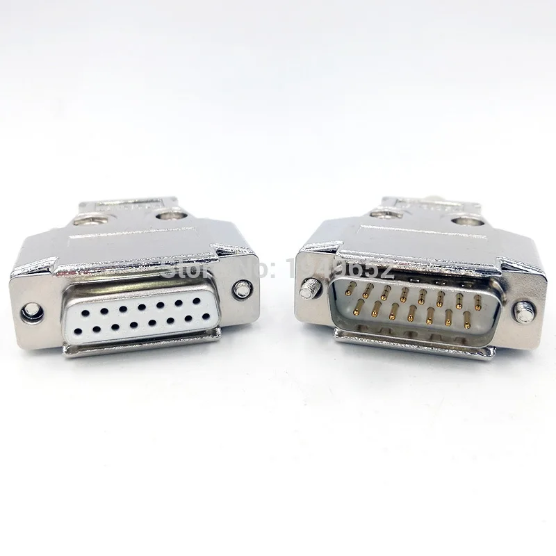 1Pc DB15 VGA data connector matel case  Parallel Port 2Row 15pin male&female MD232