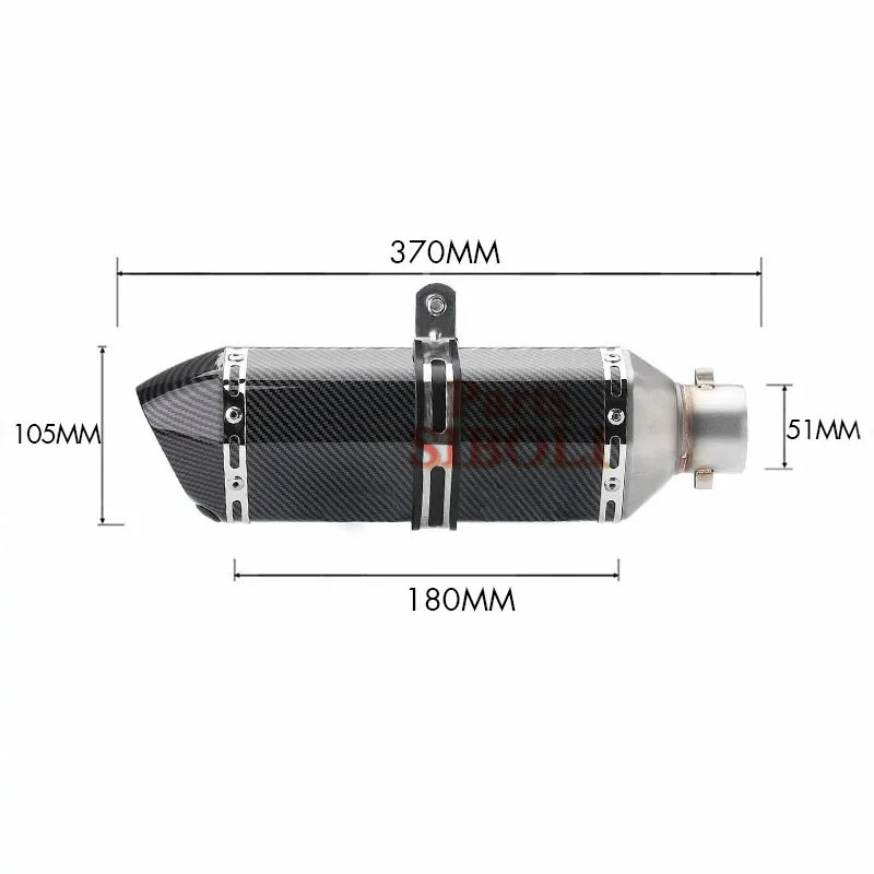 51mm Inlet Motorcycle Exhaust Muffler With DB Killer GP Racing Sport Bike Copy Carbon For suzuki ltz 400 crf 230 cb650f cb190r